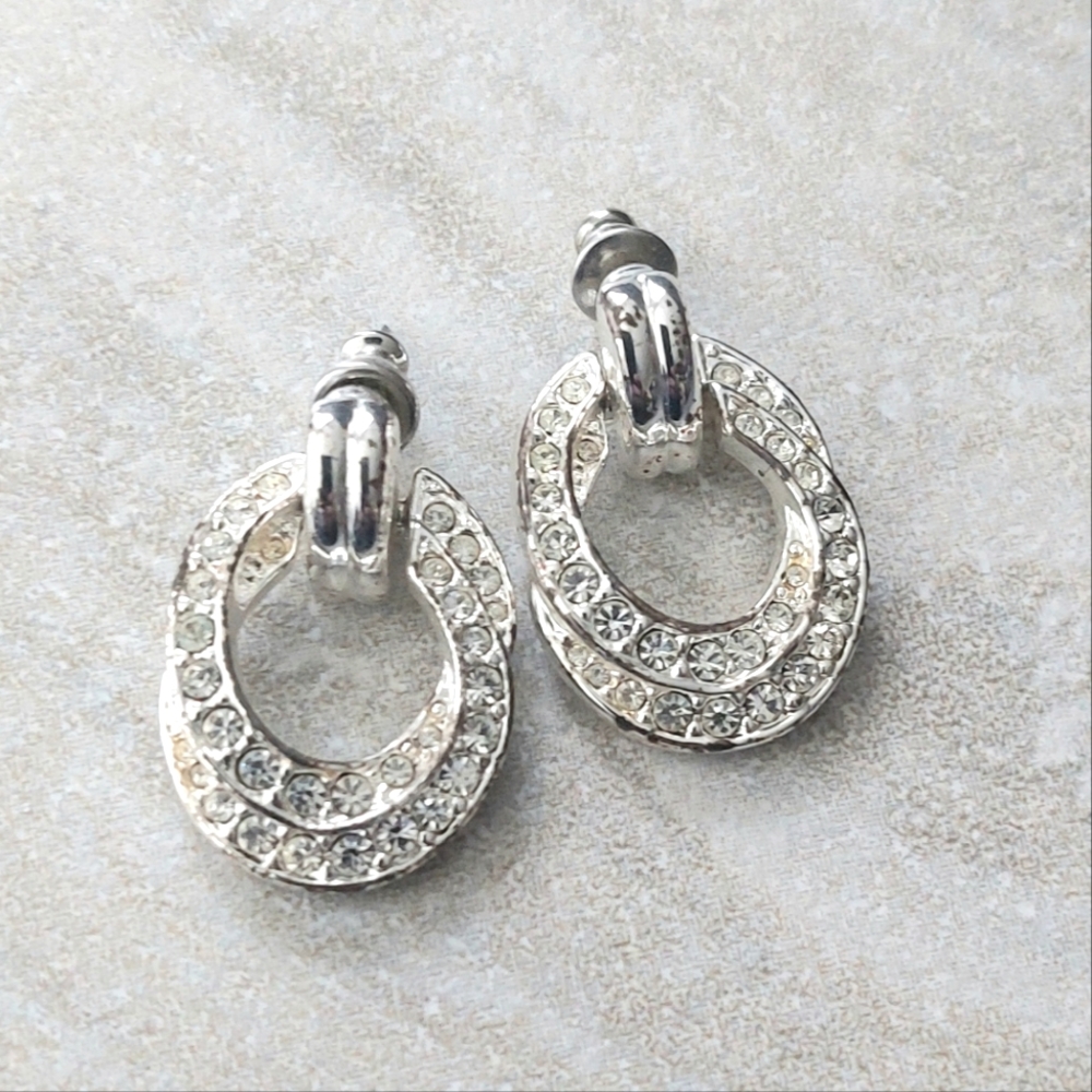 🌷3/$20🌷*Host Pick* Vintage Napier Silver-Toned Rhinestone Earrings